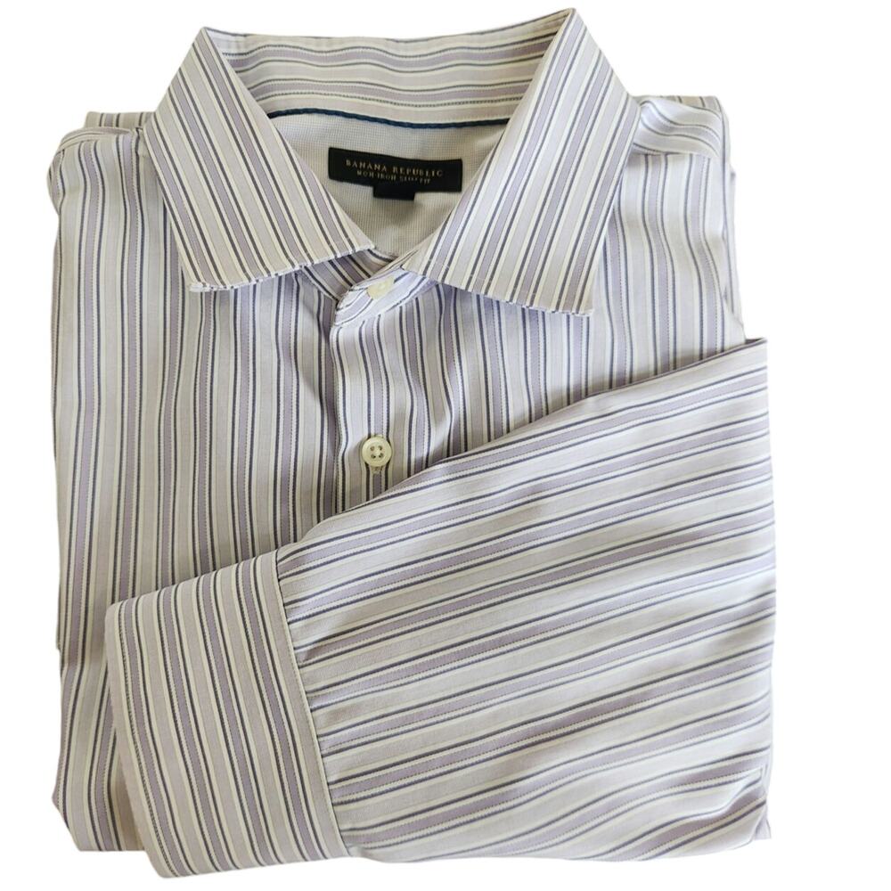 Banana Republic men's purple striped button-up size XL slim fit